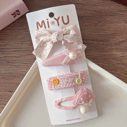 Chic Pink Fabric Bow Hair Clips for Girls: 1-Floral Bow Set