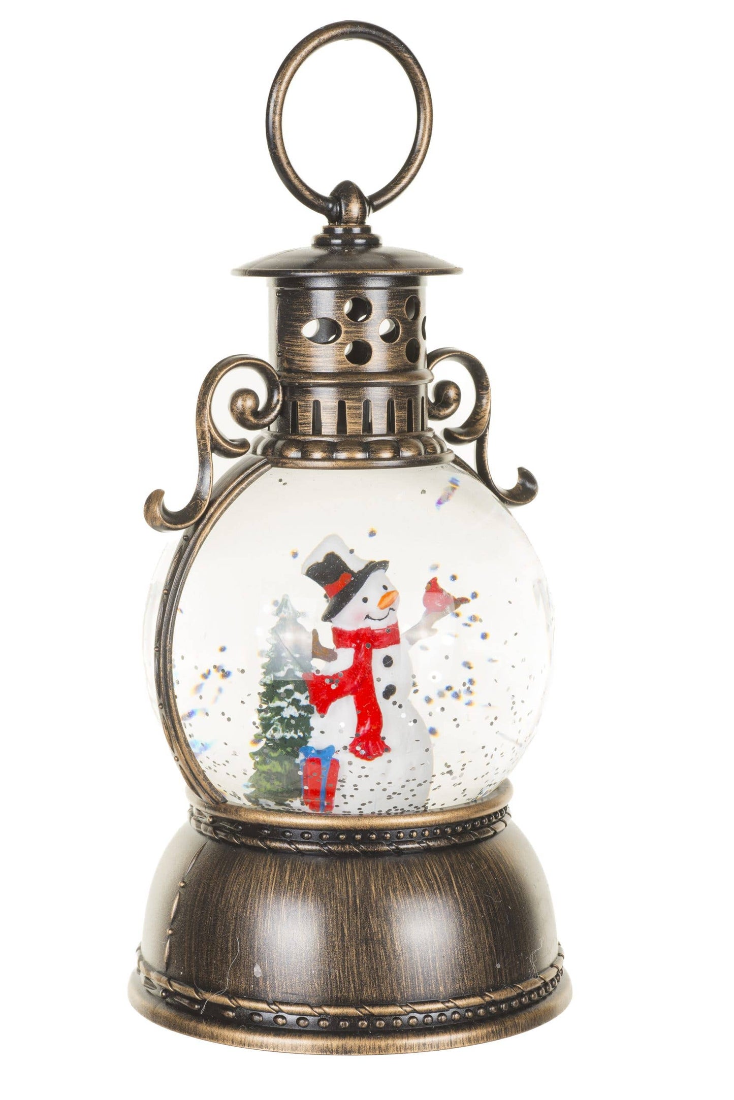 Lantern Snow Globe with Smiling Snowman