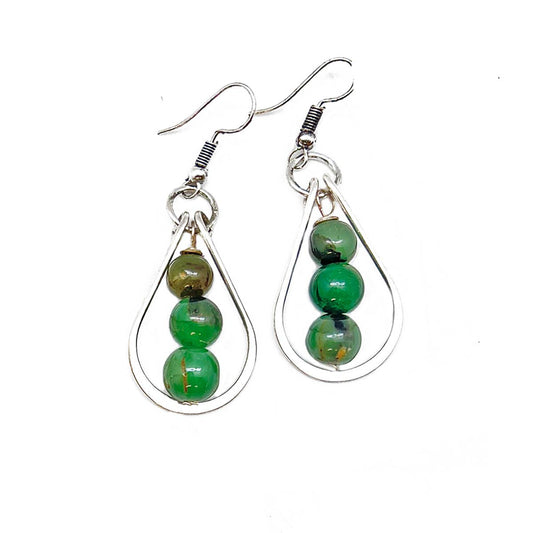 Banjara Collection Earrings - Silver and Aventurine Beads