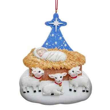 Nativity Sheep Family Of 3 Ornament For Personalization