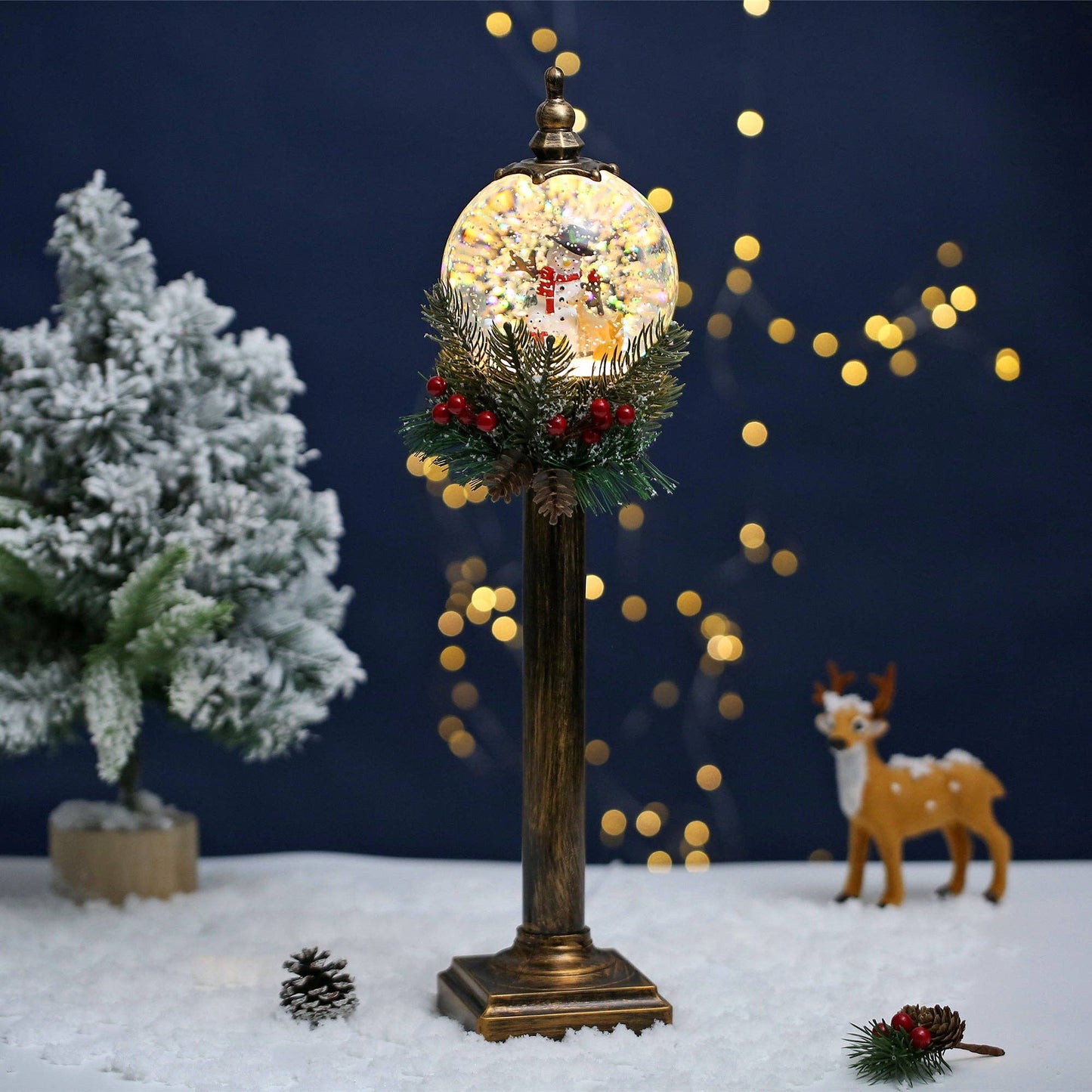 SINT - SINT Christmas Snow Globe Pole Lamp (Snowman with Deer)