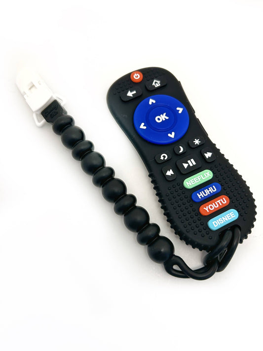 Remote Control Silicone Teether Toy Black Clip- Baby Gift
