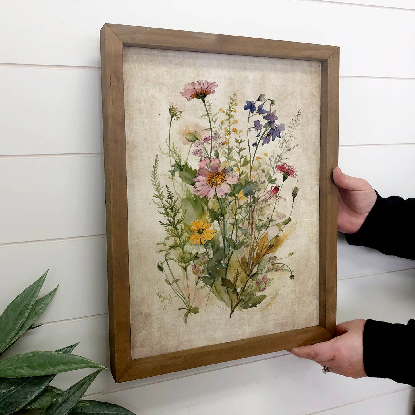 Gathered Wildflowers - Framed Flower Canvas Art -