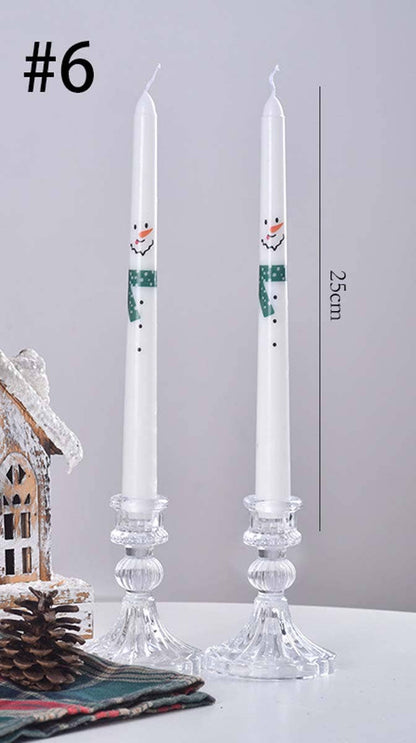 Smokeless Christmas Decorative Printed Taper Candle