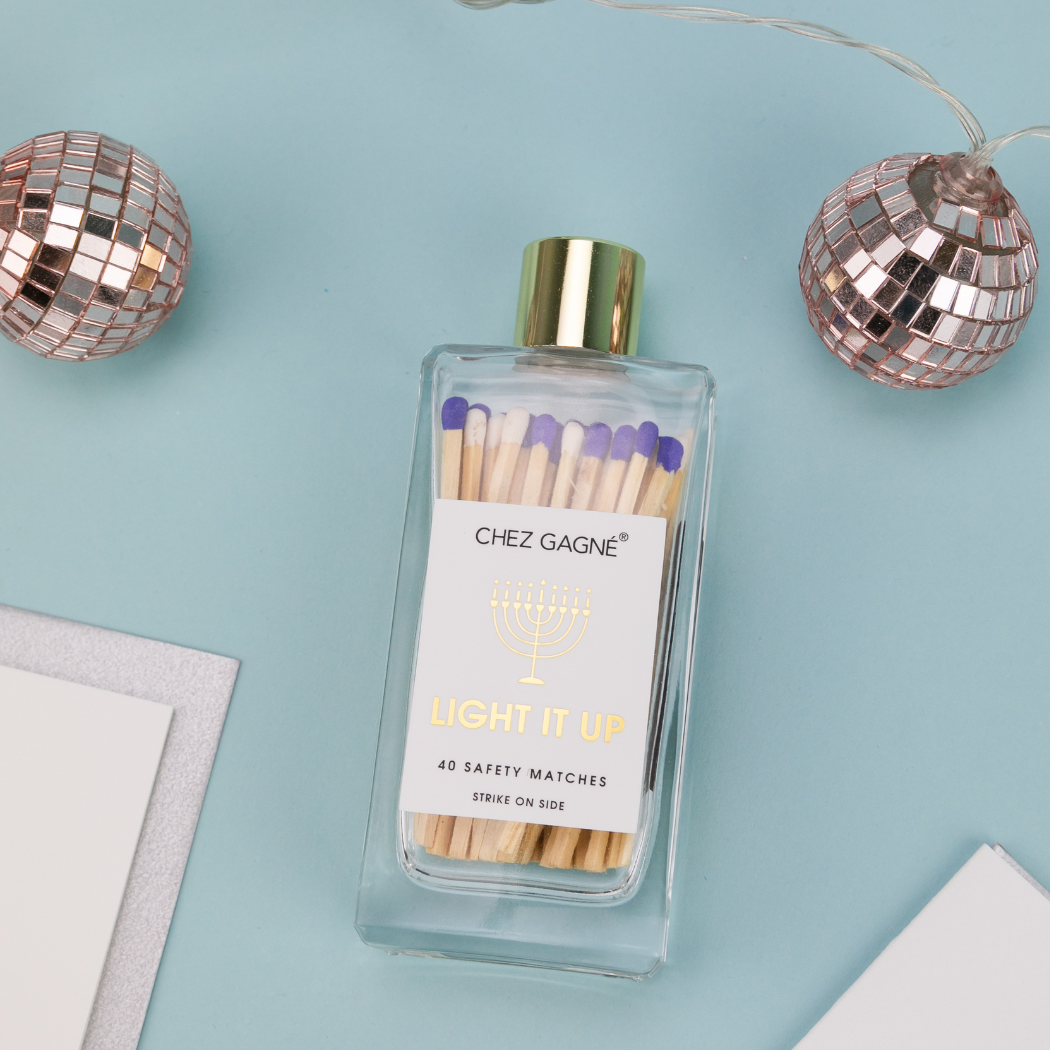 Light It Up - Hanukkah - Holiday Glass Bottle Safety Matches