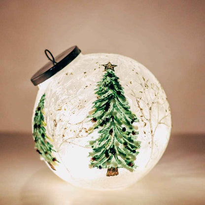 Christmas Trees Ornament Crackle Glass LED Holiday Lights