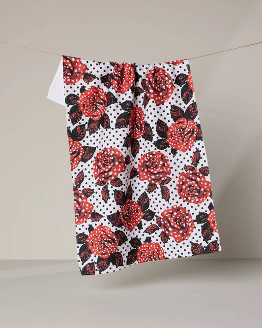 Geometry - Polka Rose Tea Towel