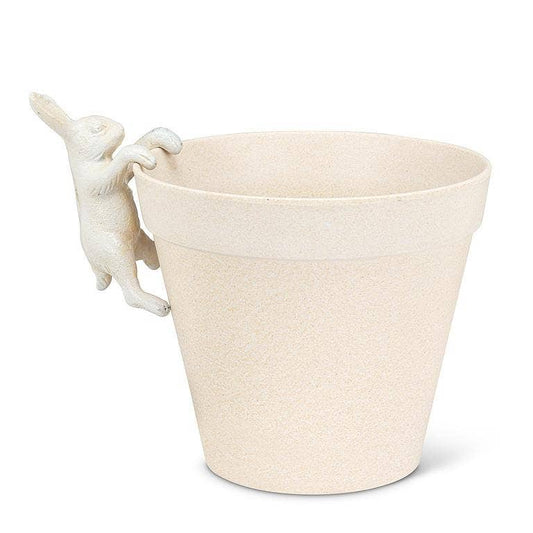 Climbing Bunny Pot Hanger-Antique White-4"H