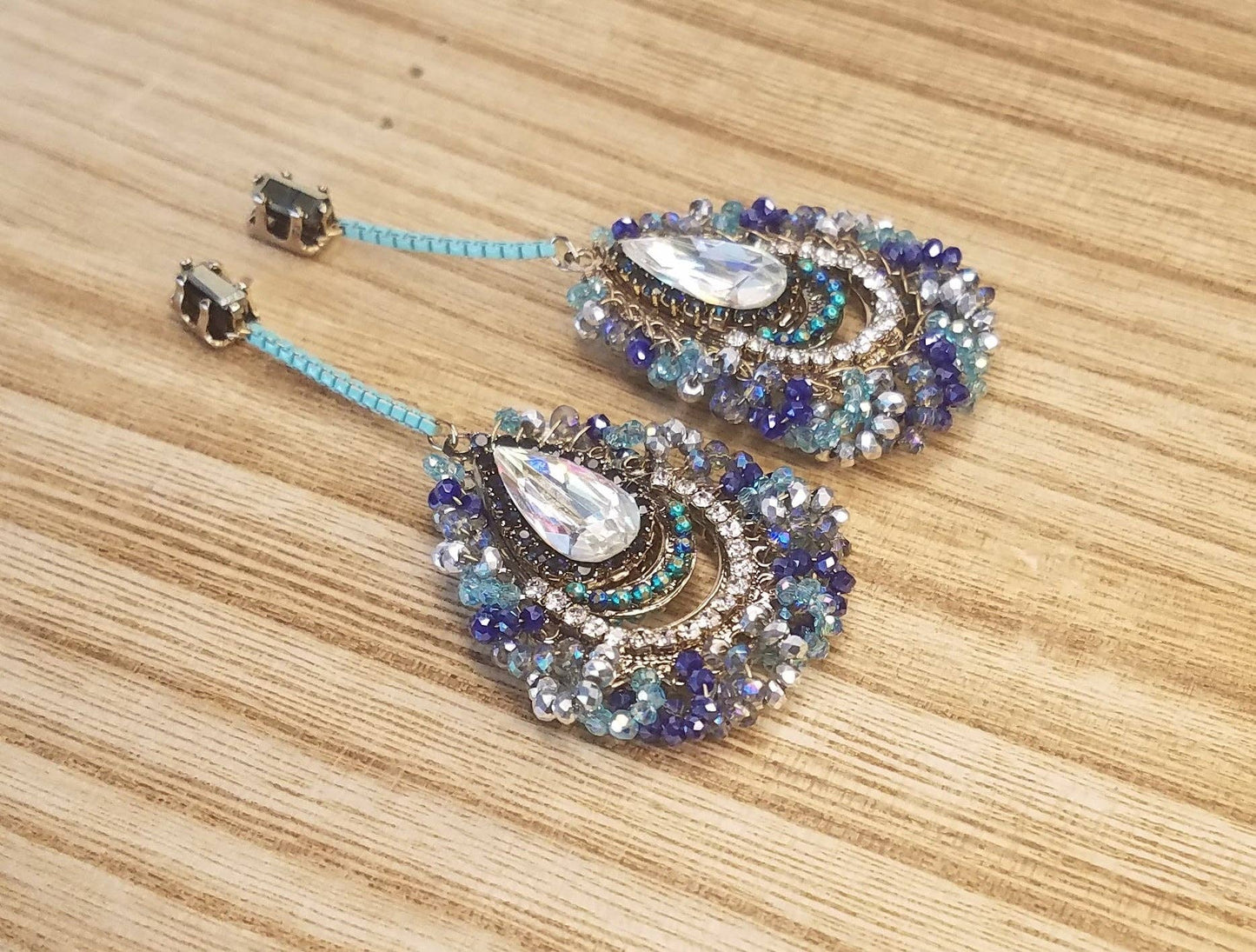 Gem Peacock Hand Made Dangle Earring