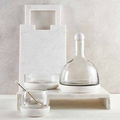 White Marble and Glass Wine Carafe