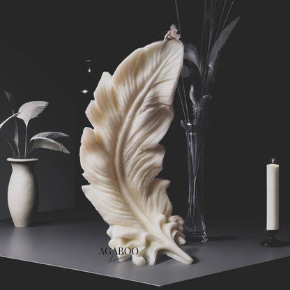 Huge Feather Candle 9.5x5in - Flowers