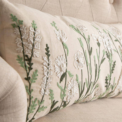 Lumbar Pillow - Embroidered Wild Flowers