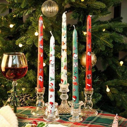 Velas Meta - Velas largas de cera decorativas con diseño navideño de mascota de 25 cm