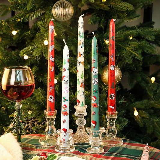 Velas Meta - Velas largas de cera decorativas con diseño navideño de mascota de 25 cm