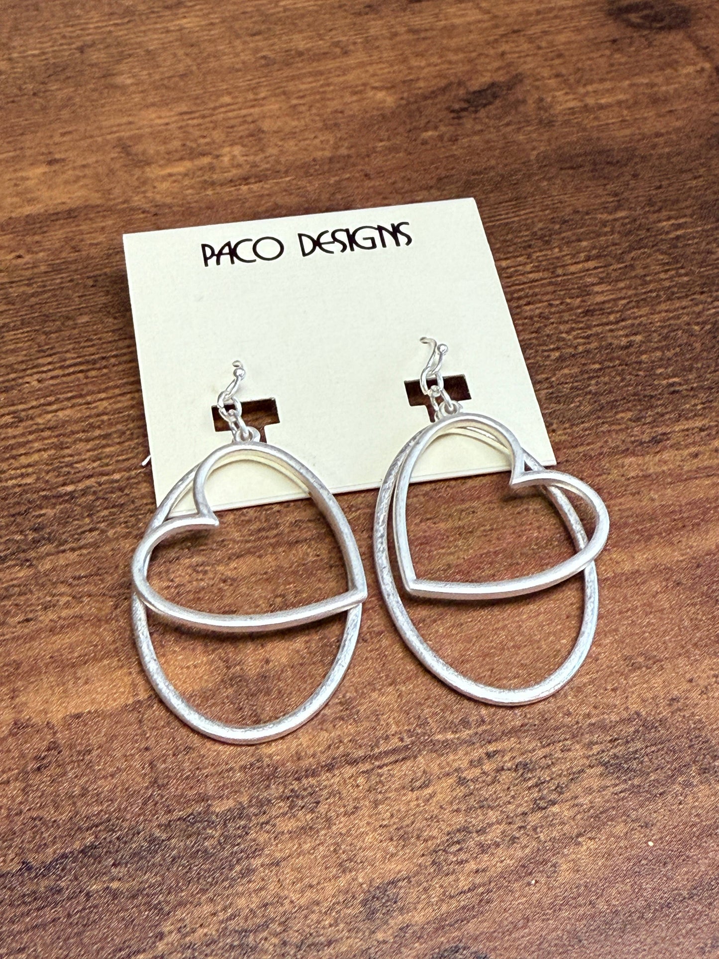 Oval Hoop & Heart Dangle Earrings- 3 Color Options
