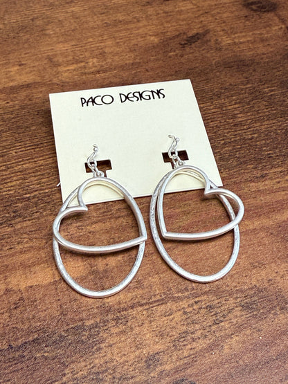 Oval Hoop & Heart Dangle Earrings- 3 Color Options