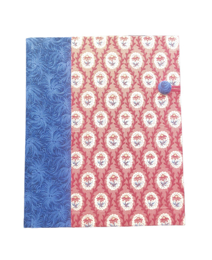 Fabric Covered Hardcover Notebook Composition Book Cover - Blue Swirls & Flowers