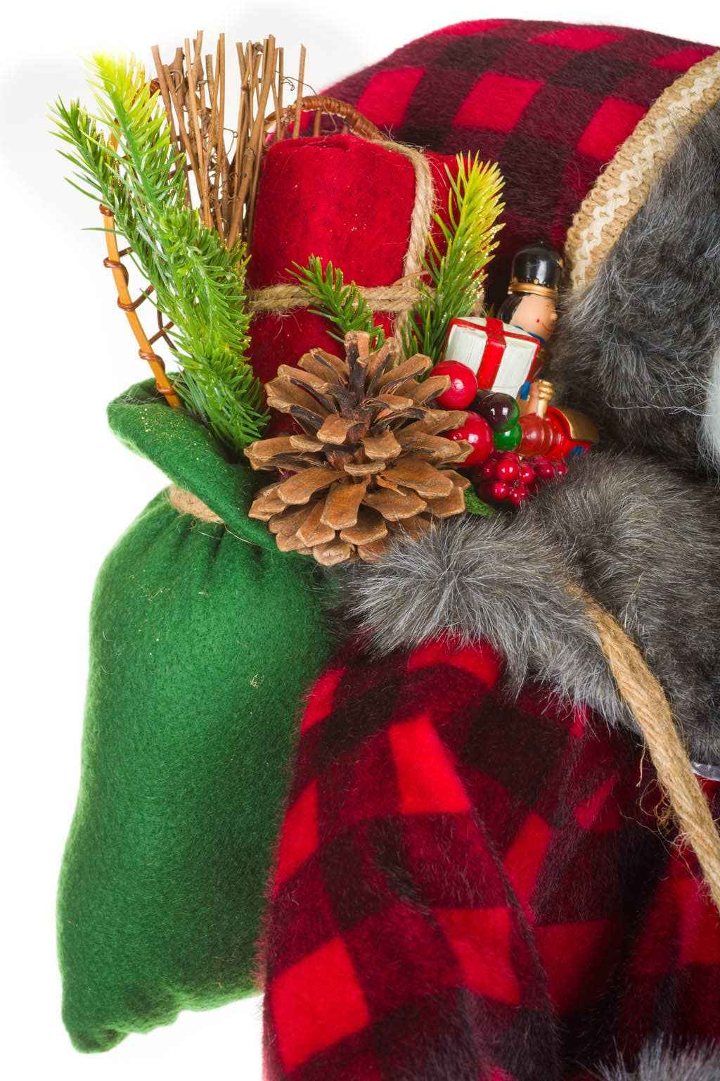 Red/Gray Dramatic Santa Figure Holding Lantern