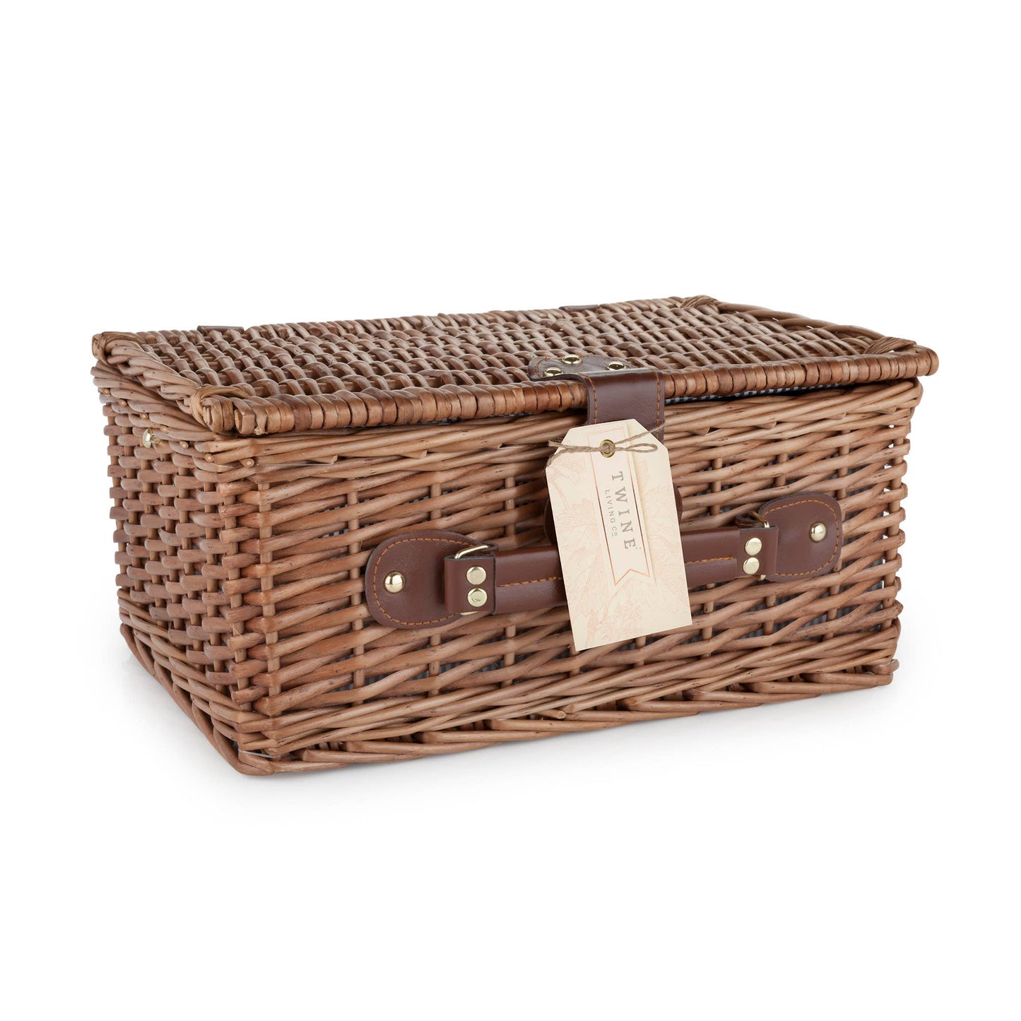 Newport Woven Wicker Picnic Basket Set w Insulated Carrier