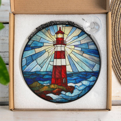 Lighthouse Stained Glass Suncatcher, Lighthouse Window Decor