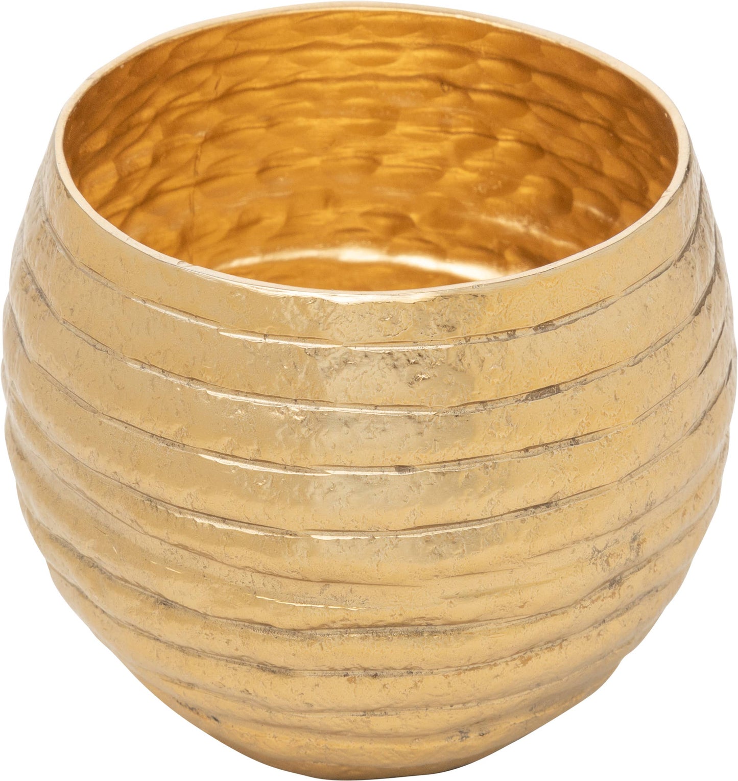 Gold Hammered Aluminum Round Bowl-4x3.5in