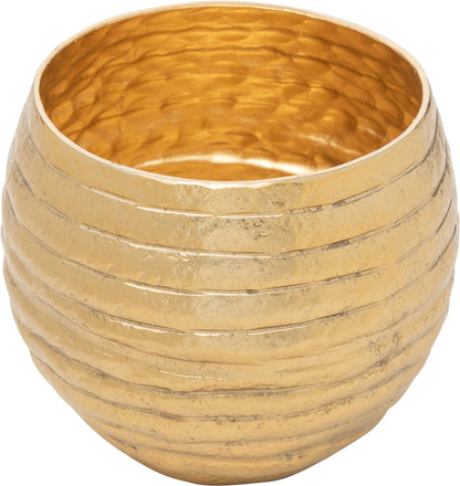 Gold Hammered Aluminum Round Bowl-4x3.5in