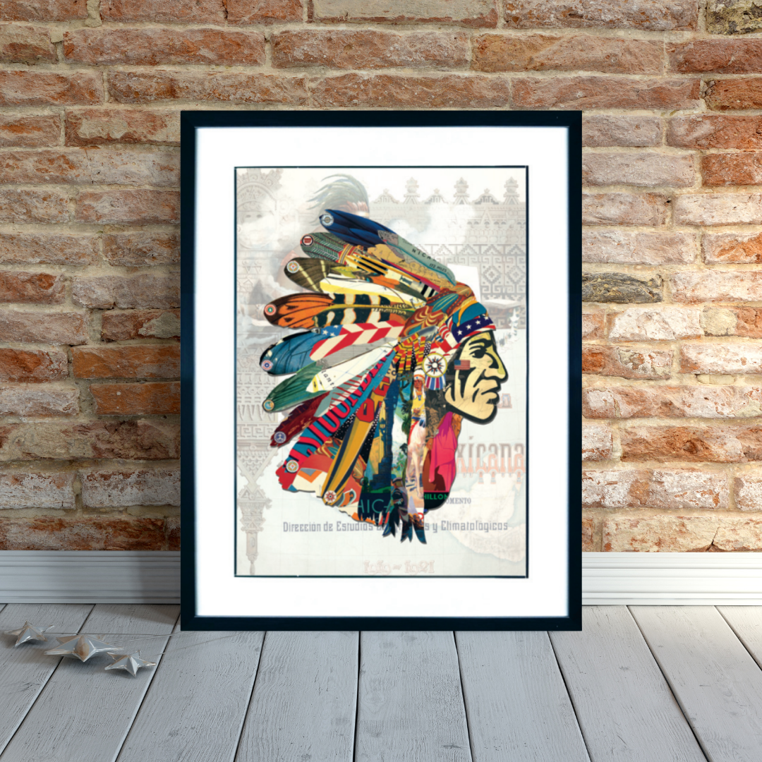 3D Collage Art | Indian Chief (24"x32")