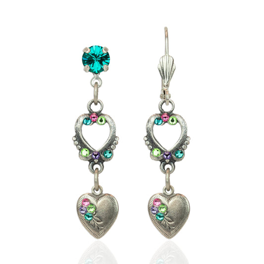 Pendientes con dije de cristal en forma de corazón "El corazón de una mujer"