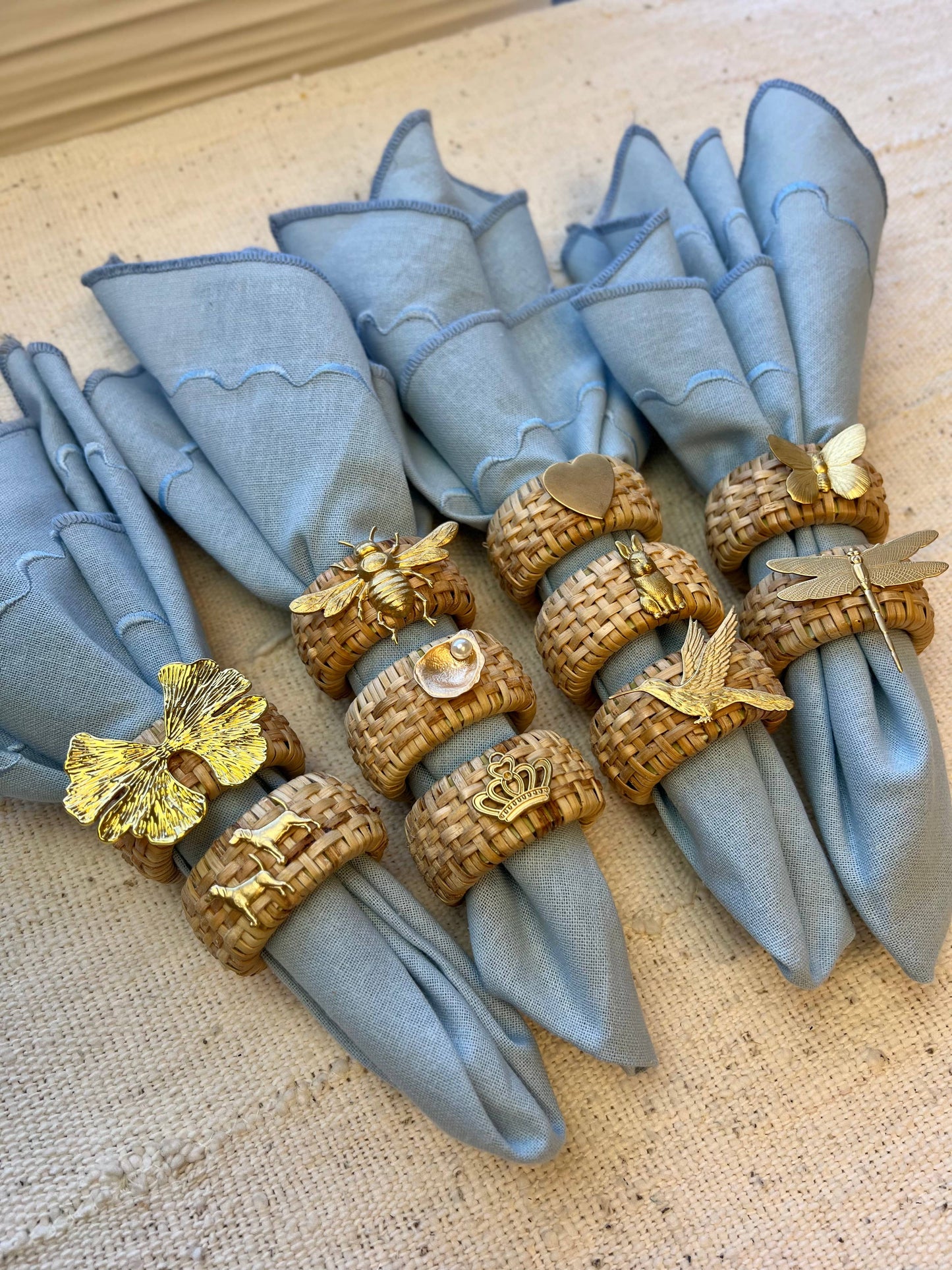Rattan Napkin Rings- set of 4: Butterfly