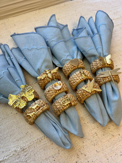 Rattan Napkin Rings- set of 4: Crown