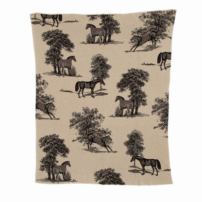 Equestrian Toile Throw Blanket