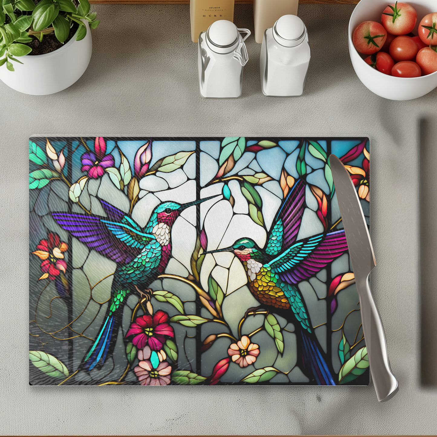 Hummingbird Tempered Glass Charcuterie & Serving Board
