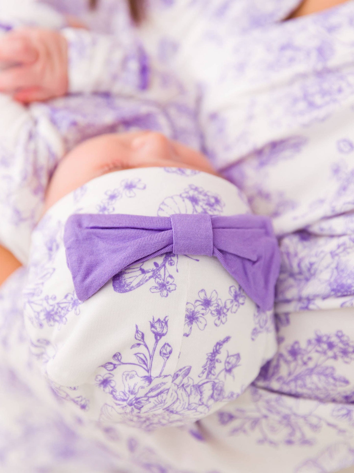 Baby Girls Bamboo Wisteria Purple Butterfly Sleep Gown & Bow Hat Set Newborn-3m