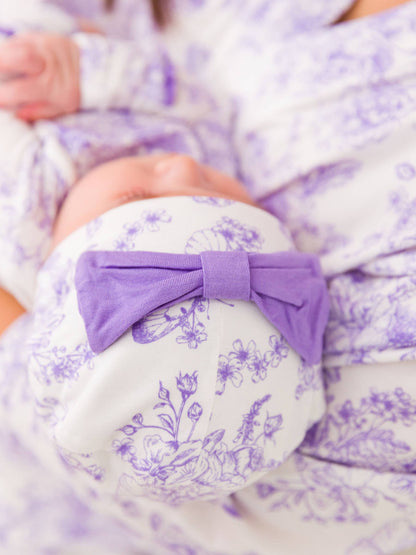 Baby Girls Bamboo Wisteria Purple Butterfly Sleep Gown & Bow Hat Set Newborn-3m