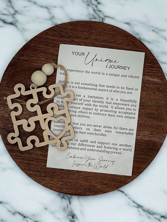 Puzzle Heart Autism Ornament Your Unique Journey Wooden Ornament
