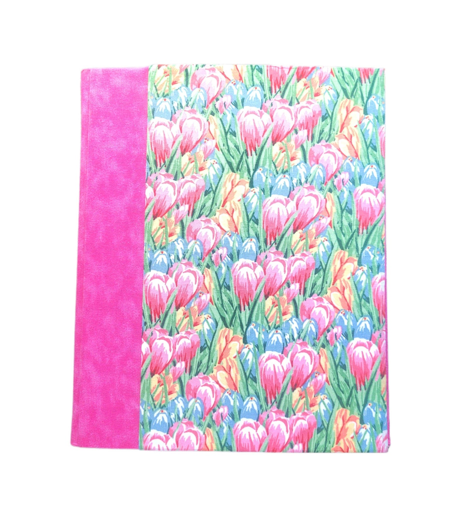 Fabric Covered Hardcover Notebook Composition Book Cover - Rainbow Tulip FIeld