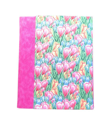 Fabric Covered Hardcover Notebook Composition Book Cover - Rainbow Tulip FIeld