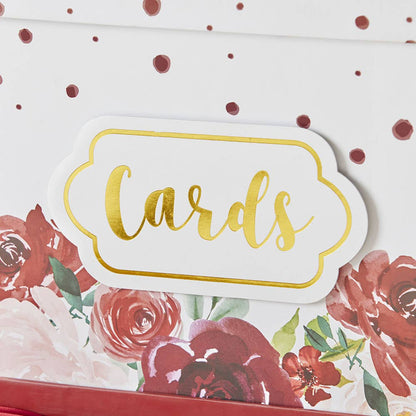 Burgundy Blush Floral Collapsible Card Box