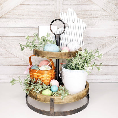 Lote de decoración de Pascua con cubo y bandeja escalonada de bienvenida a la primavera