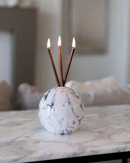 Neva White Marble Vase for Everlasting Candles