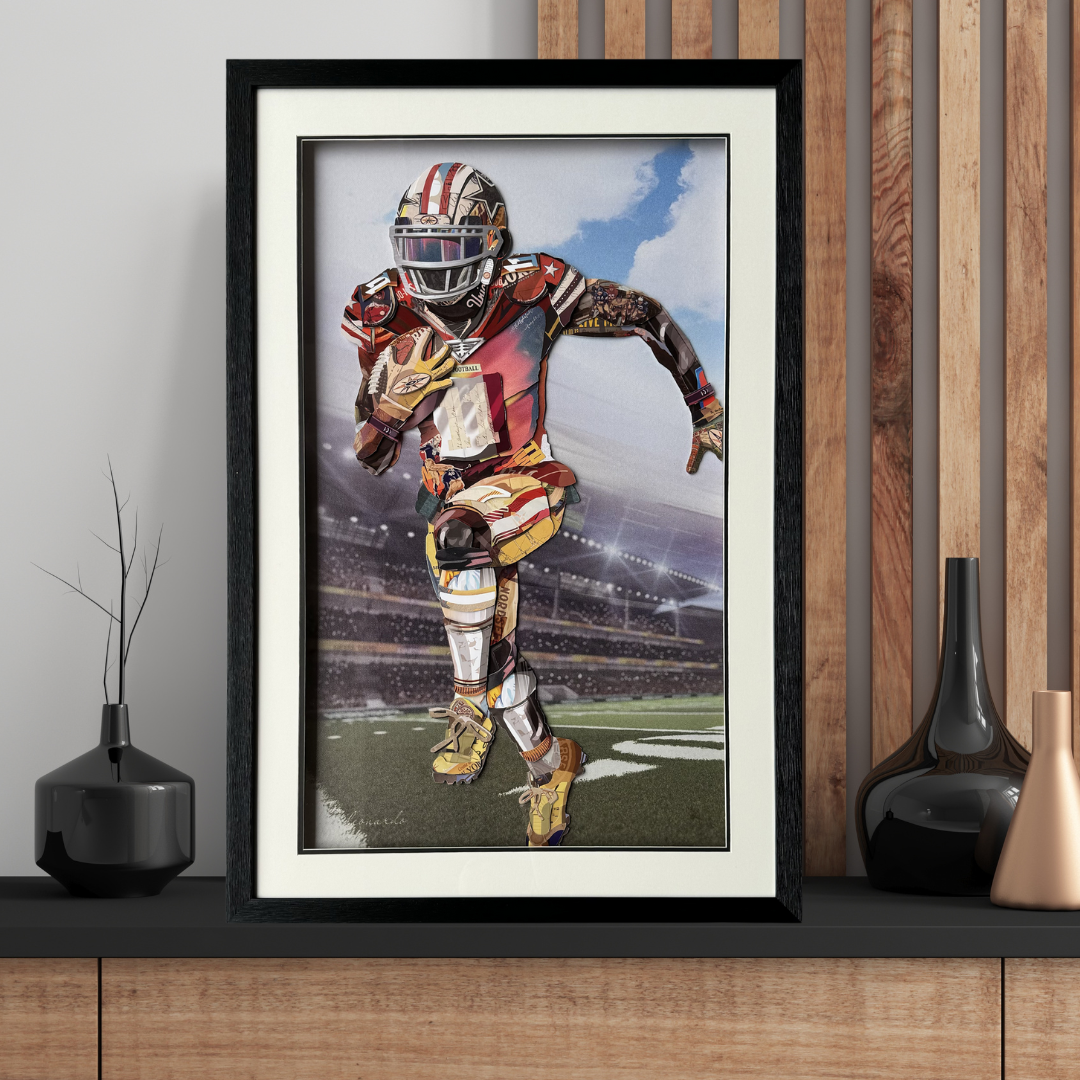 3D Collage Art | Football Player (36"x24")
