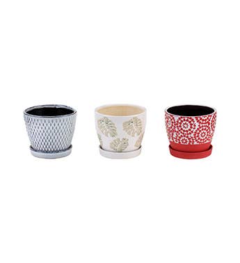Mixed Pattern Planters w/ Saucers