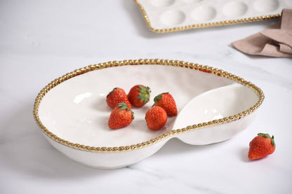 2 Section Serving Pc Gold Trim