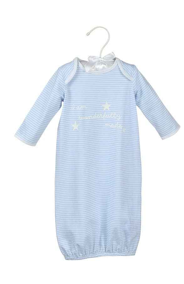 Blue Wonderfully Made Bamboo Sack Gown & Cap: 3 Months