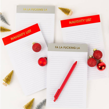 Naughty List - Holiday Lined Notepad - Christmas Red - 65 perforated pages - 5x8