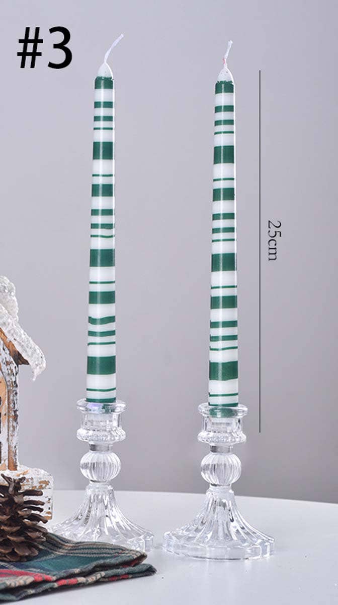 Smokeless Christmas Decorative Printed Taper Candle