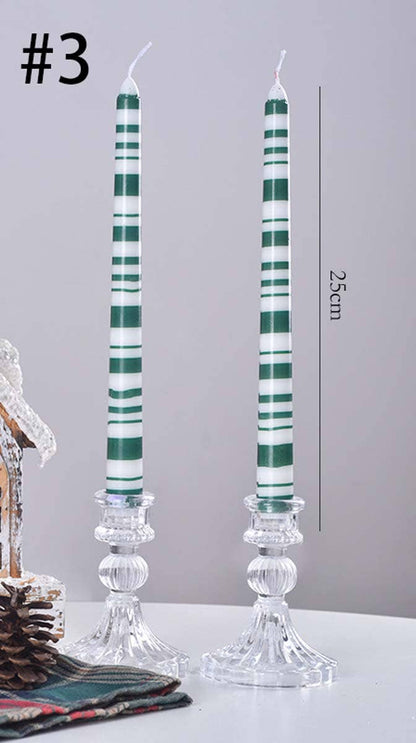 Smokeless Christmas Decorative Printed Taper Candle