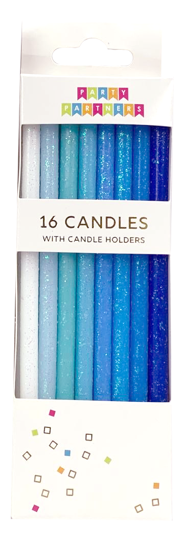 Juego de 16 velas altas con degradado azul