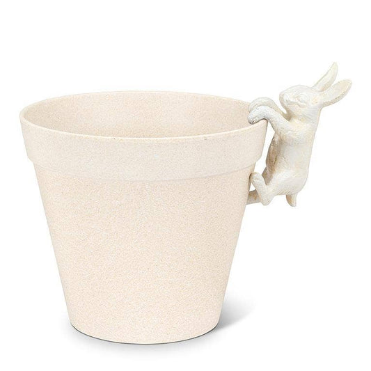 Climbing Bunny Pot Hanger-Antique White-4"H
