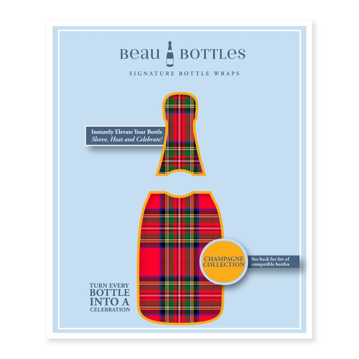 Beau Bottles - Beau Bottles Tartán navideño rojo y verde - Colección Champagne